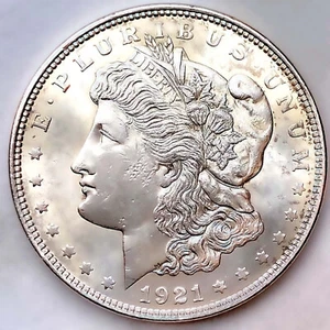 1921-P AU UNZIRKULIERTE MORGAN SILBERDOLLAR 90 % SILBER $ 1 US MÜNZE - SCHÖN! S45 - Bild 1 von 2