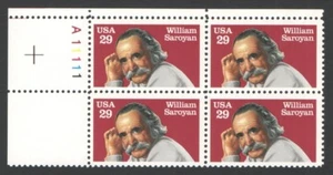 Vintage Unused US Postage Block 29 Cent Stamps William Saroyan - Picture 1 of 2