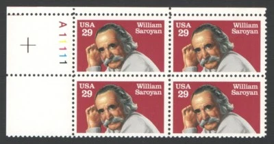 Vintage Unused US Postage Block 29 Cent Stamps William Saroyan - Image 1 of 2