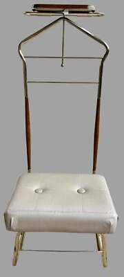 MCM PEARL WICK NY Latón Madera Vinilo Copetudo Tocador Valet Mayordomo Era Atómica Foto 1 de 4