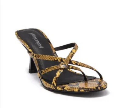 Sandalia sin cordones Jeffrey Campbell Danah amarilla con estampado de serpiente Foto 1 de 4