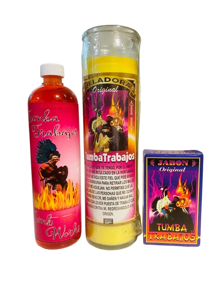 TUMBA TRABAJOS Veladora + Jabón + Agua Espiritual Rompe Brujeria y Trabajo Negro Foto 1 de 1