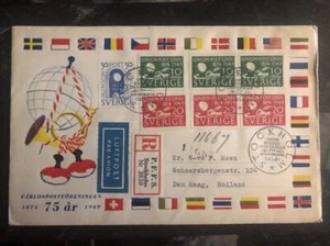 1949 Stockholm Sweden First Day Cover FDC Universal Postal Union To Holland - Picture 1 of 2