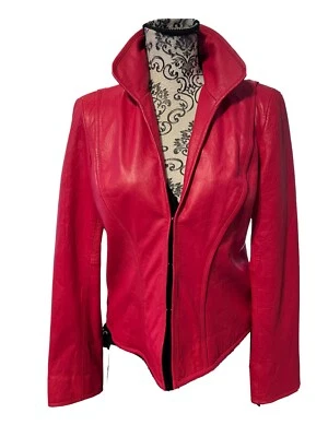 Chaqueta de cuero Jones New York rosa estilo años 80’s para mujer talla pequeña forrada Foto 1 de 4