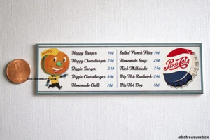 Tablero de menú Pepsi Diner - Letrero de pared restaurante 1:12 inspirado en la colección de restaurante de comedor de los años 50 - Imagen 1 de 2