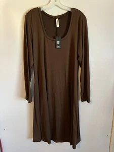 24seven Women's Brown Dress, Size 2X. Stretchy, Super Soft, Long Sleeve. NWT - Picture 1 of 9