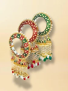 Bollywood Style Indian Gold Plated Enameled 1 Bracelet Bangle Kada Chuda Jewelry - Picture 1 of 4