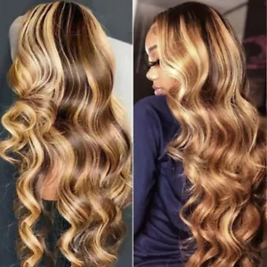 Peruvian Wear and Go Wig Highlights Blonde Body Wave Lace Front Wigs Human Hair - Picture 1 of 11
