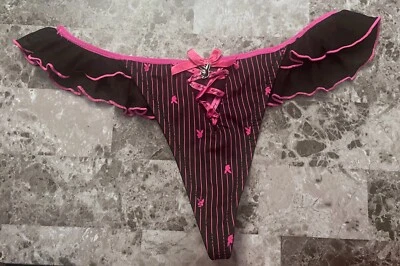 NUEVO SIN ETIQUETAS PLAYBOY L LISO ROSA RAYAS CORDONES ARCO CONEJITO ENCANTO RARO V CUERDA BRAGAS Foto 1 de 4