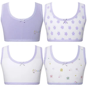 Kids Girls Crop Tops Unpadded Tank Vest Casual Bra Fitness Undershirts Cute Bow - Picture 1 of 29