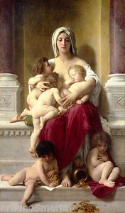 WILLIAM BOUGUEREAU THE CHARITY REALISM GICLEE PRINT FINE CANVAS - Picture 1 of 4