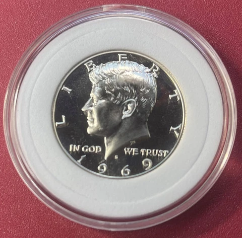 1969 Kennedy Half Dollar Gem Deep Cameo Proof - 40% Silver Cover