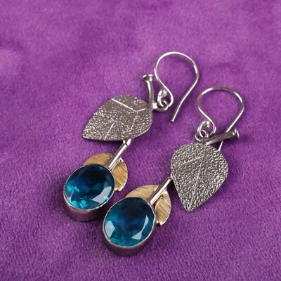 Brincos pendentes/gota de pedra preciosa apatita prata esterlina 925 presente de casamento para ela - Imagem 1 de 4