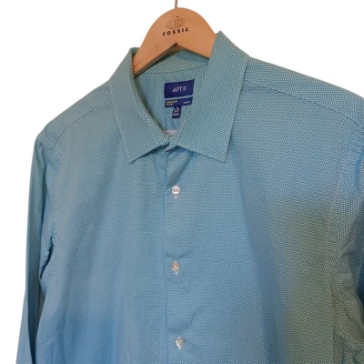 Blue White Micro Polk-Dot Premier Flex Slim Fit 17 1/2 36/37 Apt 9 Shirt - Image 1 of 4