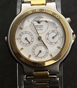 Vintage 1988 SEIKO SQ 100 Triple Calendar Moon Phase Men’s 37mm Quartz Watch - Picture 1 of 12