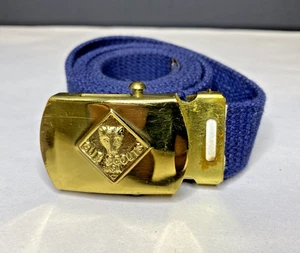 Vintage BSA Cub Scouts of America Blue Web Belt w/ Brass Buckle Waist Size 32"- - Picture 1 of 4