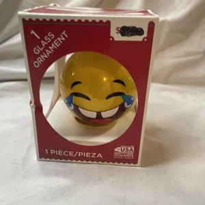 LOL Laughing Emoji Glass Ornament – Holiday Time – Made in USA – New in Box - Picture 1 of 5