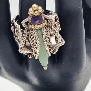 Anello Barbara Bixby Jewelry cavalletta argento sterling oro 18 carati filigrana misura 10 - Foto 1 di 22