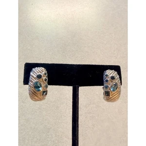 Pendientes de aro con clip de topacio azul de plata de ley Judith Ripka - Imagen 1 de 7