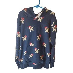 Sudadera con Capucha Denim + Flower Santa Pug, Nueva con Etiquetas, Talla 11/12 - Imagen 1 de 6