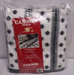 VINTAGE Cannon Monticello QUEEN / KING 102" x 90" Surrey Blanket NOS - Picture 1 of 8