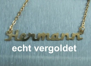 Classy Necklace Hermann Chain Real Gold Plated Name Necklace New - Picture 1 of 1