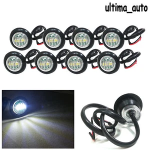 8 Teile LED Weiß Rund Vorne Marker Lichter Lampen 12V für Lkw Anhänger Lkw - Bild 1 von 2