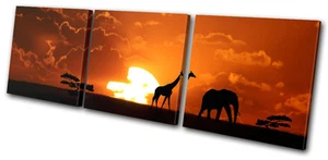 Animales Africanos PUESTA DE SOL AGUDOS LIENZO ARTE DE PARED Impresión de Imagen VA - Imagen 1 de 1