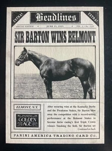 2013 Panini Golden Age Headlines Sir Barton Wins Belmont #3 - Picture 1 of 2