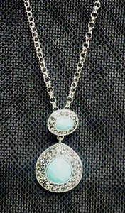 A34) Trifari Marcasite and Turquoise Look Stone Necklace - Picture 1 of 4