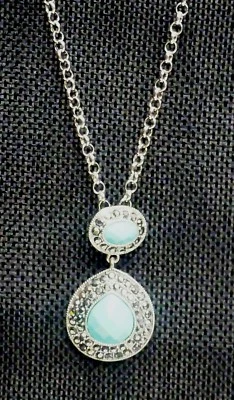 A34) Trifari Marcasite and Turquoise Look Stone Necklace - Image 1 of 4