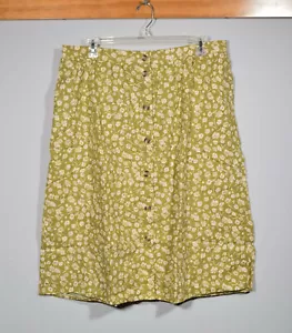 NEW Universal Thread Cotton Green Floral Button Front Midi Skirt Plus Sz 1X - Bild 1 von 4