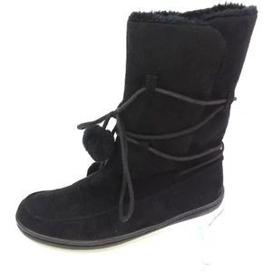 Womens Size 8.5 Black Ankle Booties Shoes Faux Suede Fur Warm Winter Rouge - Picture 1 of 11