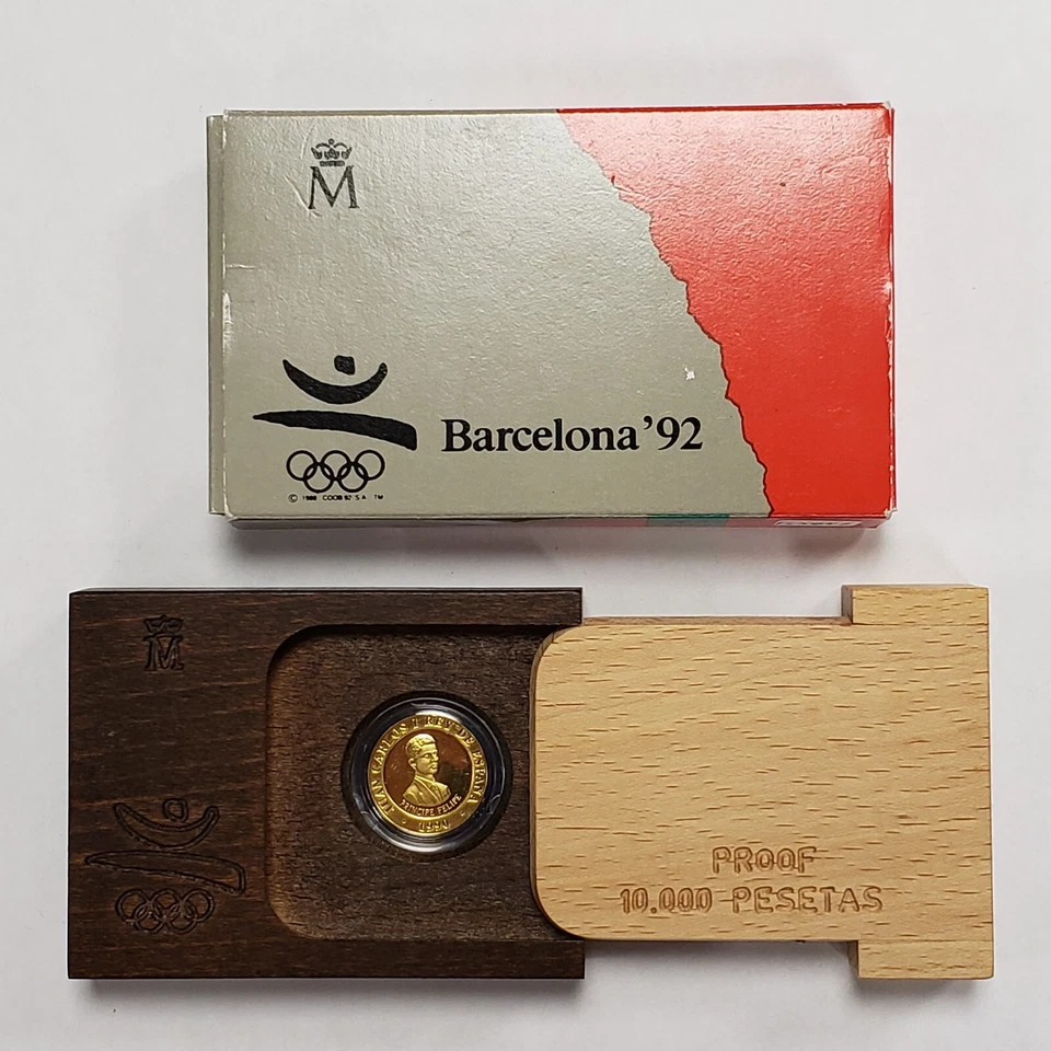 1992 Spain 10000 Pesetas Olympic Gold Proof Coin - OGP CoA - 0.1082 AGW - G3847 - Image 1 of 4
