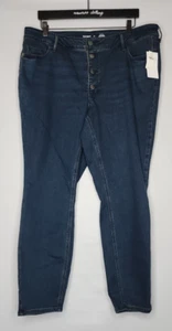 Old Navy Dark Wash Size 20 Rockstar Jeans Button Fly High Rise NWT Super Skinny - Picture 1 of 11