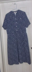 Vtg Orvis Floral Button 1/2 Down Dress Short Sleeve Modest Prairie sz 18 - Picture 1 of 2