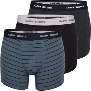 3er Pack Happy Shorts Boxershorts Pants Fun schwarz anthrazit streifen - Picture 1 of 5