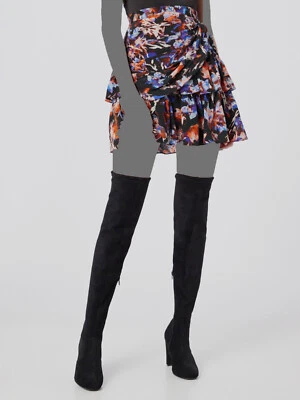 $395 Iro Women's Black Silk Floral Manae A-Line Skirt Size FR40/US8 - Image 1 of 3