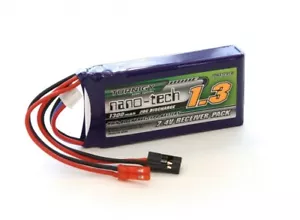 TURNIGY NANO-TECH 1300mAh 2S 7.4V 20C-40C LIPO BATTERY RECEIVER PACK JST & JR RC - Picture 1 of 1