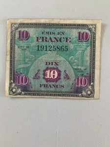 1944 EMIS EN FRANCE  DIX    10   FRANCS    FLAG  on BACK SMOKE FREE HOME - Picture 1 of 4