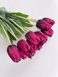 Tulpenbund Kunstblumen Tulpen Blumen Seidenblumen 48cm Weinrot 12 Stiele - Bild 1 von 4