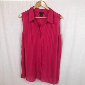 Lane Bryant Women's Pleated Button Front Tank Top Shirt Collared Pink Size 24 - Picture 1 of 4