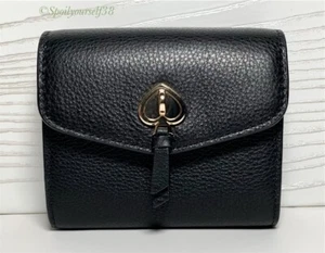 Neu mit Etikett Kate Spade Marti kleine Klappe Geldbörse aus Kieselleder in schwarz K6026 - Bild 1 von 11