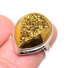 Gift For Her 925 Silver Natural Golden Pyrite Gemstone Cluster Ring Size 6