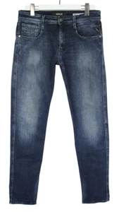 Replay Anbass Slim Fit Vaqueros Hombres W31/L34 Desteñida Azul Elástico Fly Zip - Imagen 1 de 13