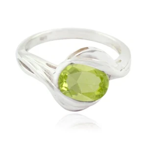 Peridot 92.5 Sterling Silver Ring Homemade Jewelry For Good Friday Gift US - Picture 1 of 2
