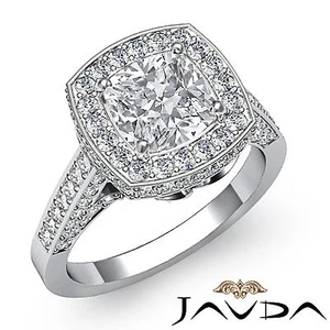 Circa Halo Floral Motif Cushion Diamond Engagement Pave Set Ring EGL G SI1 2.3Ct - Picture 1 of 6