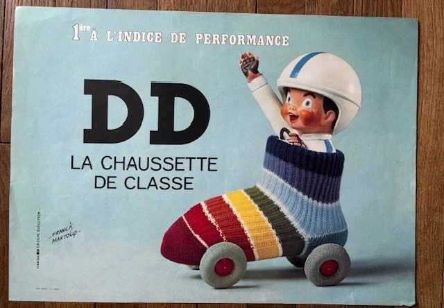Affiche ancienne  Chaussettes DD LA CHAUSSETTE DE CLASSE  Patin à roulette - Photo 1/1