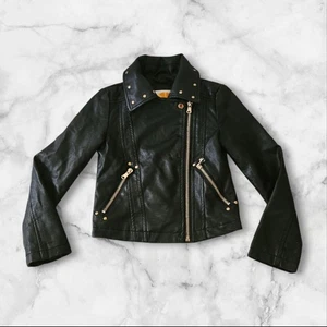 Chaqueta de moto de cuero sintético C&C California para niñas unicornio lentejuelas espalda negra talla 5 - Imagen 1 de 11