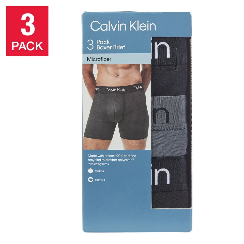 Paquete de 3 calzoncillos boxer elásticos que absorben la humedad Calvin Klein para hombre Foto 1 de 1
